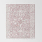 Antique French Oriental Faded Rose Throw Blanket Gallery Image 2