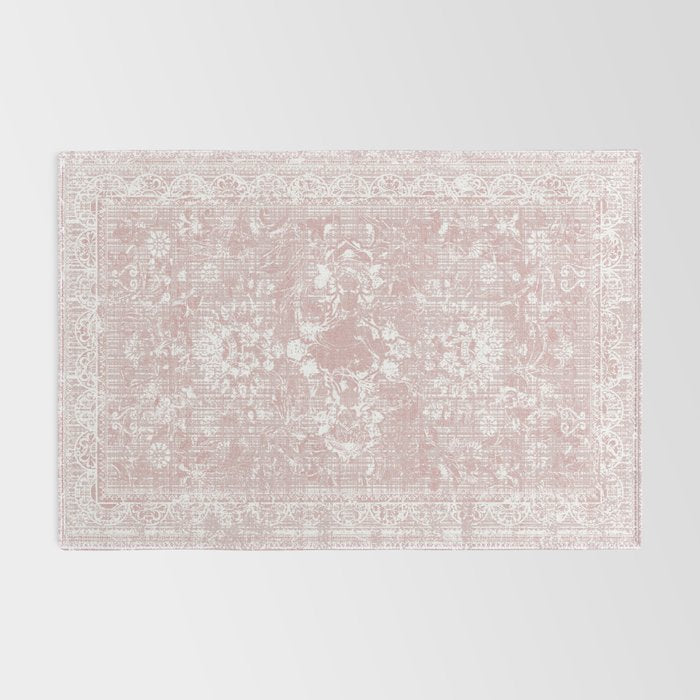 Antique French Oriental Faded Rose Rug Gallery Image 2