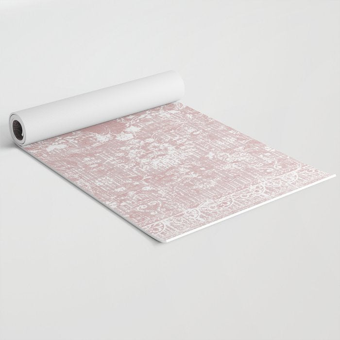 Antique French Oriental Faded Rose Yoga Mat Gallery Image 2