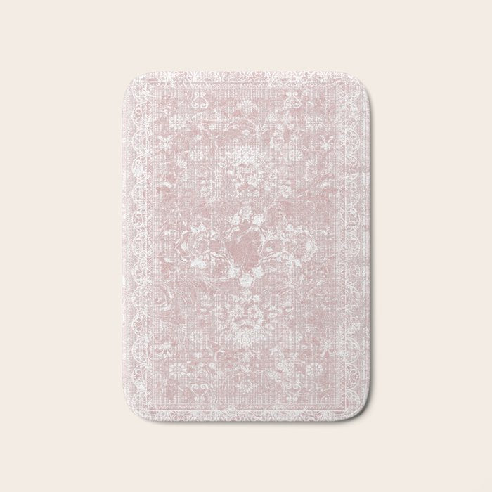 Antique French Oriental Faded Rose Bath Mat Gallery Image 1
