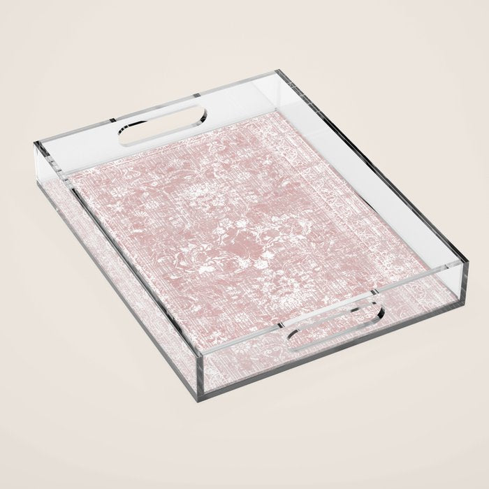 Antique French Oriental Faded Rose Acrylic Tray Gallery Image 1