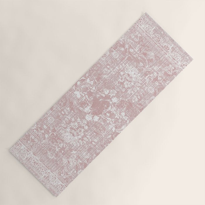 Antique French Oriental Faded Rose Yoga Mat Gallery Image 1