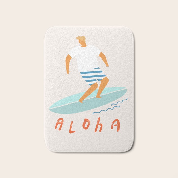 Surfer aloha poster Bath Mat Gallery Image 1