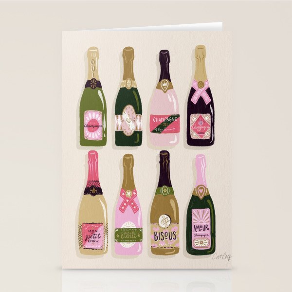 French Champagne Collection - Pink & Green Stationery Card Gallery Image 2