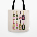 French Champagne Collection - Pink & Green Tote Bag Gallery Image 1