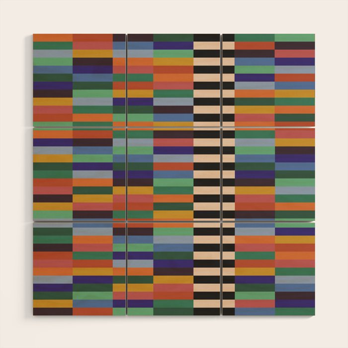 Colorful Abstract Irregular Stripes  Wood Wall Art Gallery Image 1