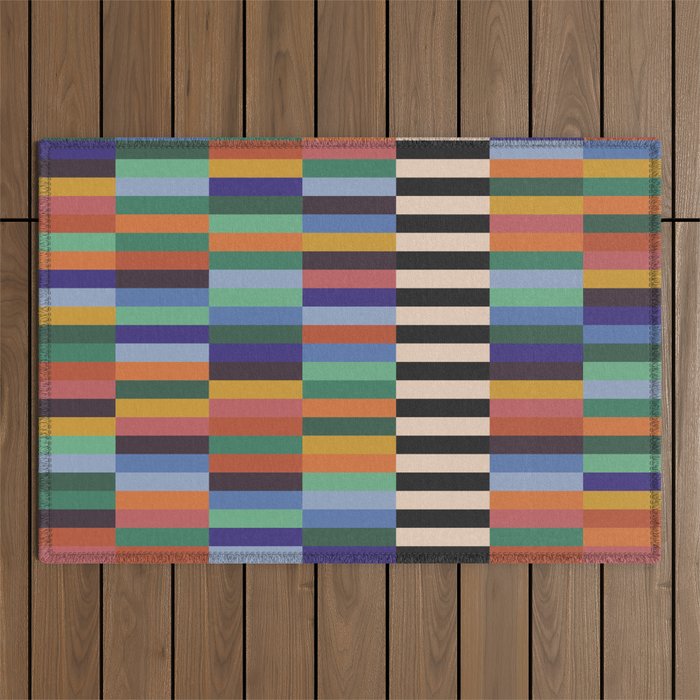 Colorful Abstract Irregular Stripes  Outdoor Rug Gallery Image 1