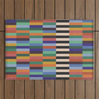 Colorful Abstract Irregular Stripes  Outdoor Rug Gallery Image 1