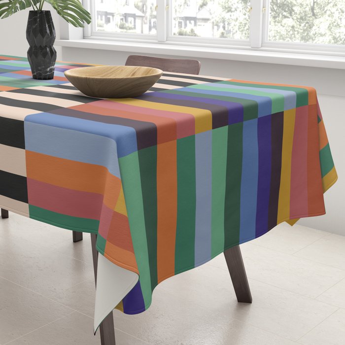 Colorful Abstract Irregular Stripes  Tablecloth Gallery Image 3