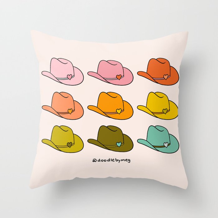Rainbow Cowboy Hats Throw Pillow Gallery Image 1