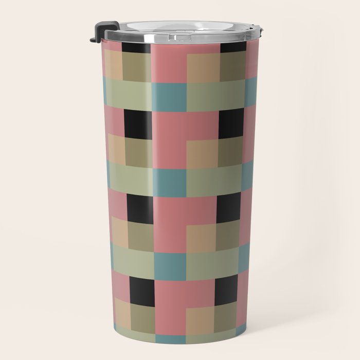 Geometric Trend in Pink Green and Black Travel Mug Gallery Image 3
