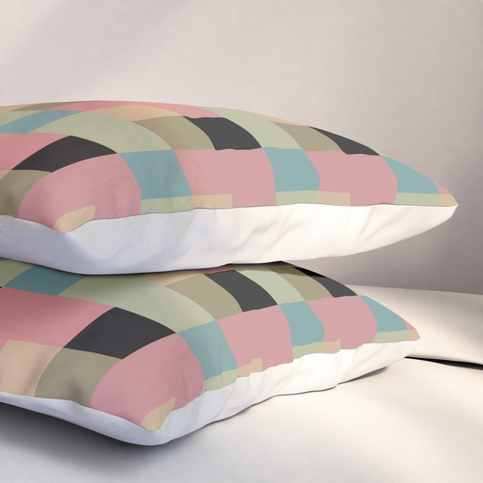 Geometric Trend in Pink Green and Black Pillow Sham Gallery Image 3