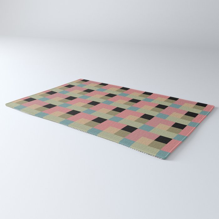 Geometric Trend in Pink Green and Black Rug Gallery Image 3