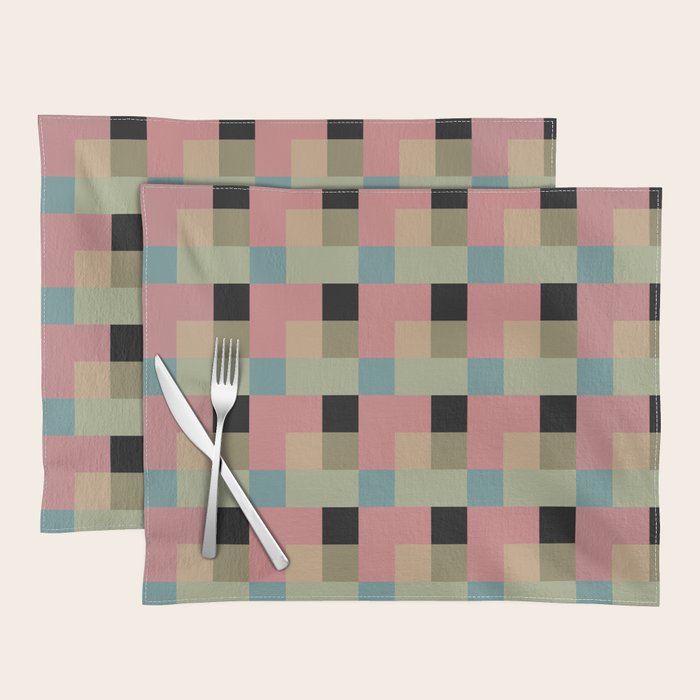 Geometric Trend in Pink Green and Black Placemat Gallery Image 1