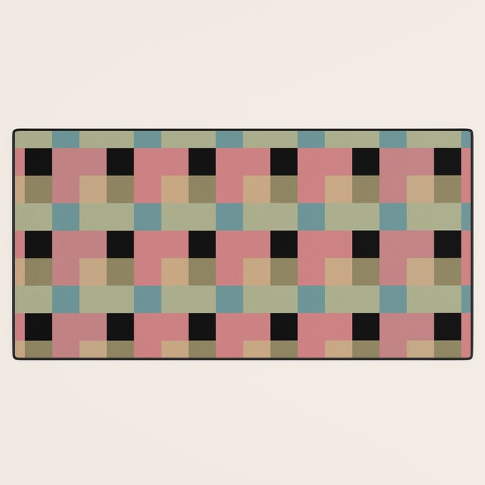 Geometric Trend in Pink Green and Black Desk Mat Gallery Image 3