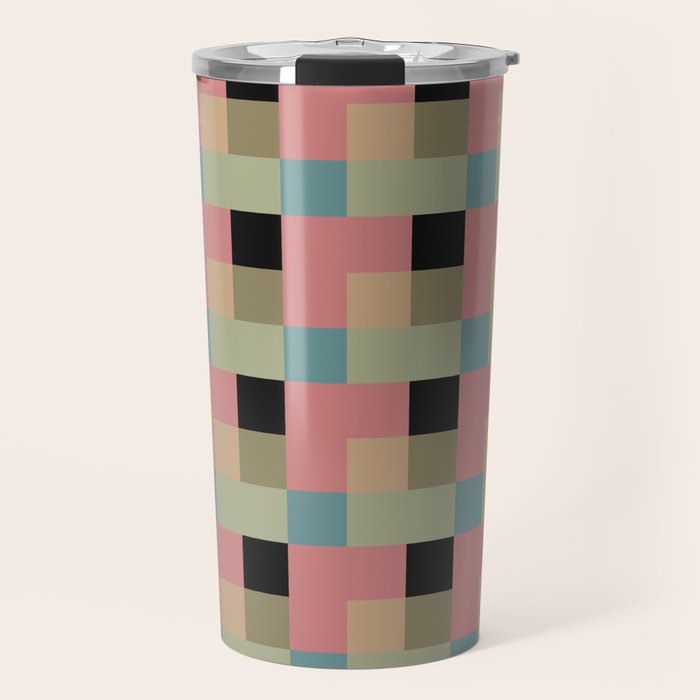 Geometric Trend in Pink Green and Black Travel Mug Gallery Image 1