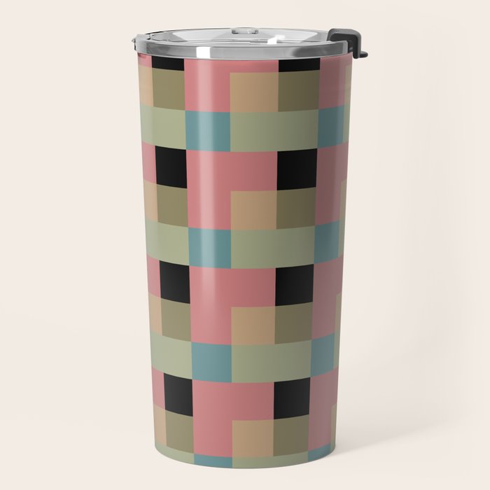 Geometric Trend in Pink Green and Black Travel Mug Gallery Image 2