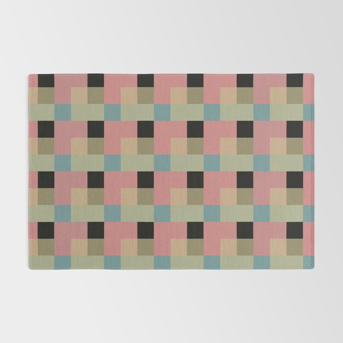 Geometric Trend in Pink Green and Black Rug Gallery Image 2