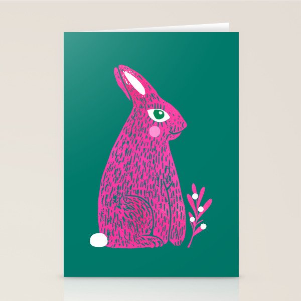 Pink Rabbit Stationery Card Gallery Image 2