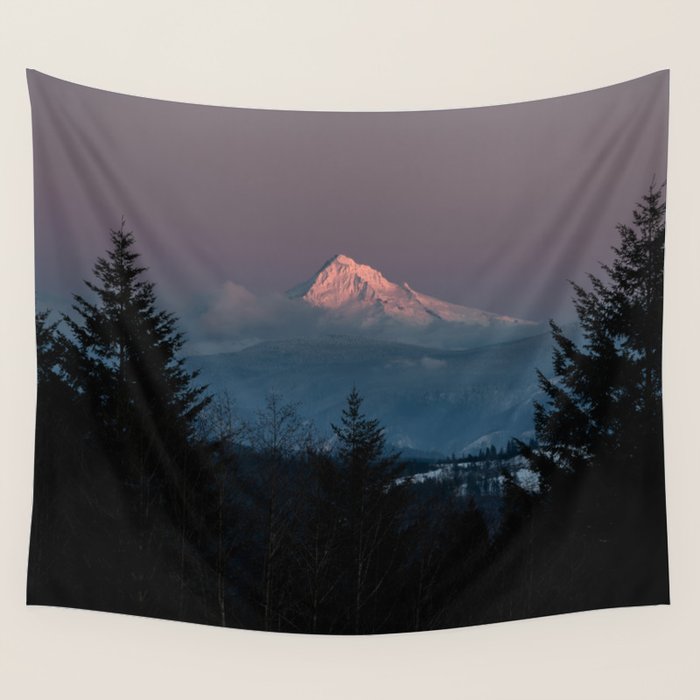 Mt. Hood Forest Mountain - Nature Photography Wall Tapestry Gallery Image 1