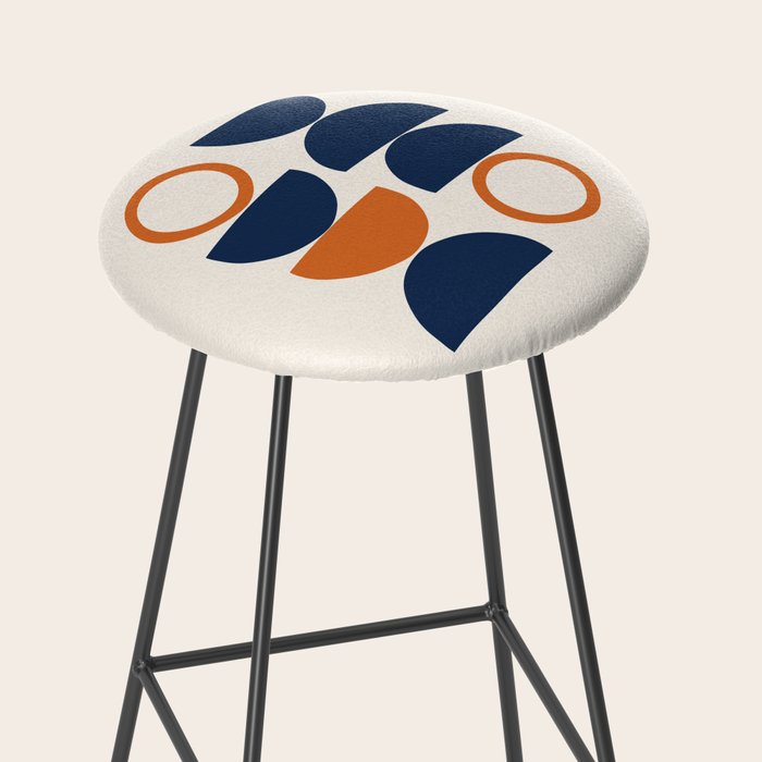 Abstract Shapes 19 in Orange and Navy Blue Stool Gallery Image 2