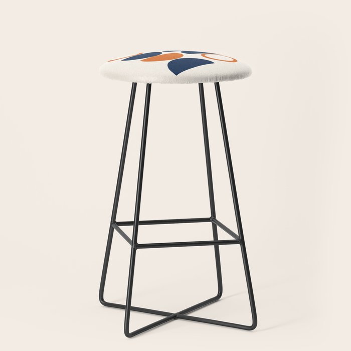 Abstract Shapes 19 in Orange and Navy Blue Stool Gallery Image 1