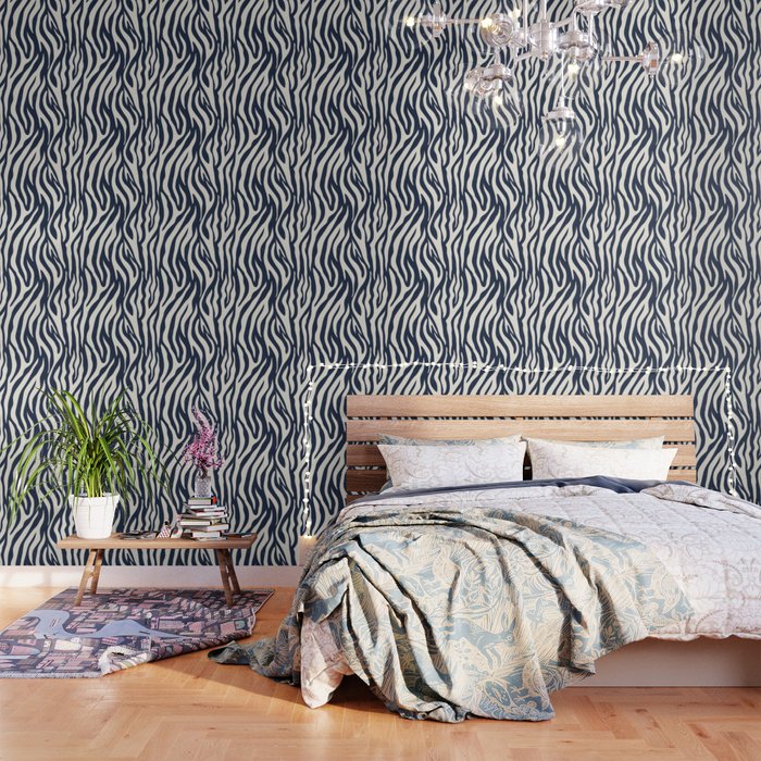 Zebra Stripes In Midnight Blue Wallpaper Gallery Image 3