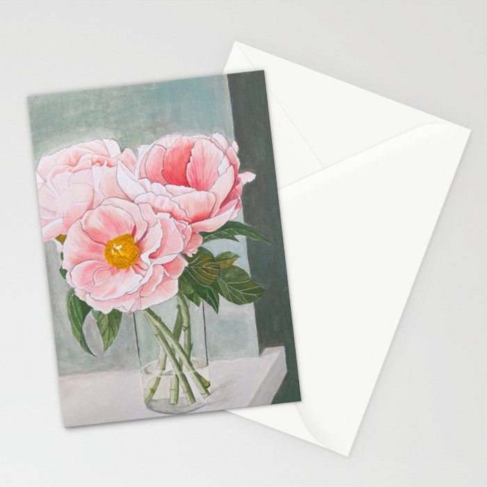 Peonies in the Window Still Life Stationery Card Gallery Image 2