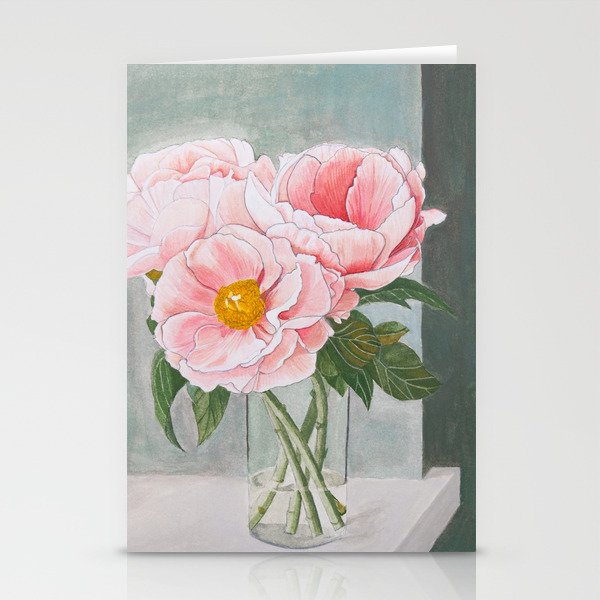 Peonies in the Window Still Life Stationery Card Gallery Image 2