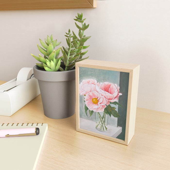 Peonies in the Window Still Life Mini Art Print Gallery Image 2