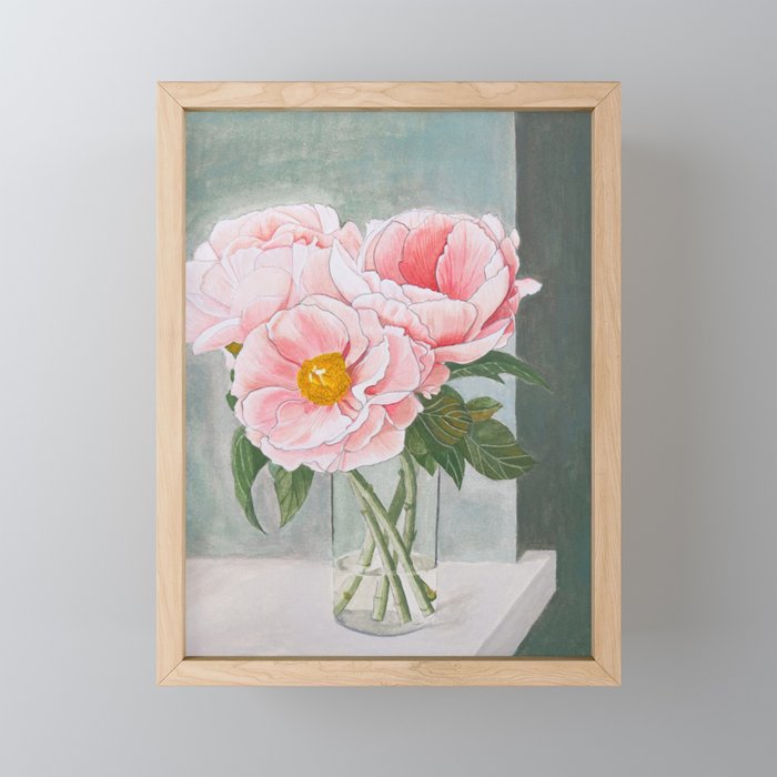Peonies in the Window Still Life Mini Art Print Gallery Image 1