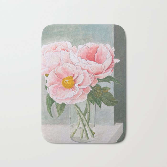 Peonies in the Window Still Life Bath Mat Gallery Image 1