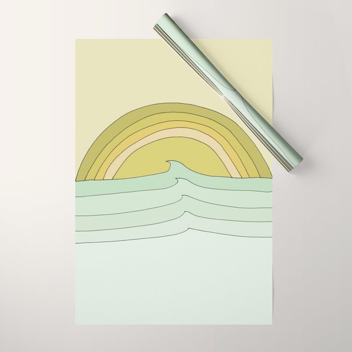 daydreams rainbow waves // retro surf art by surfy birdy Wrapping Paper Gallery Image 1