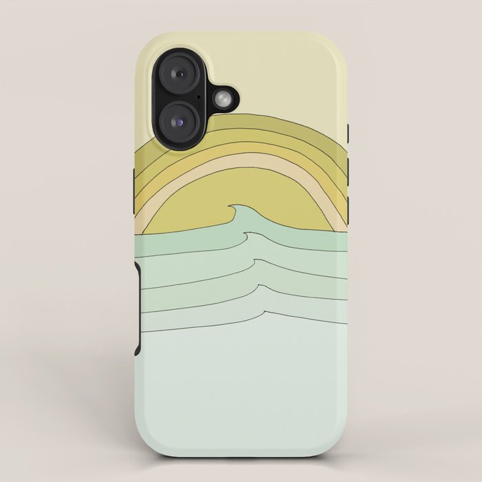daydreams rainbow waves // retro surf art by surfy birdy iPhone Case Gallery Image 1