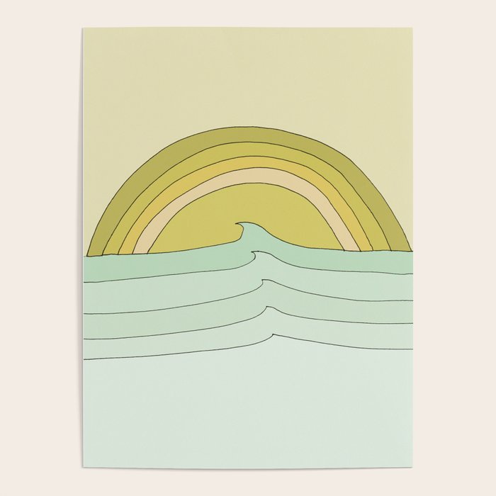 daydreams rainbow waves // retro surf art by surfy birdy Poster Gallery Image 4