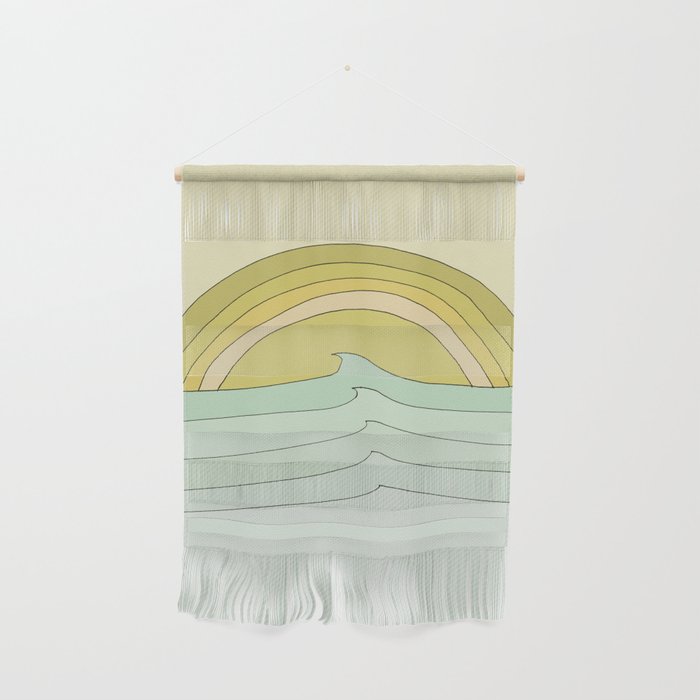 daydreams rainbow waves // retro surf art by surfy birdy Wall Hanging Gallery Image 1