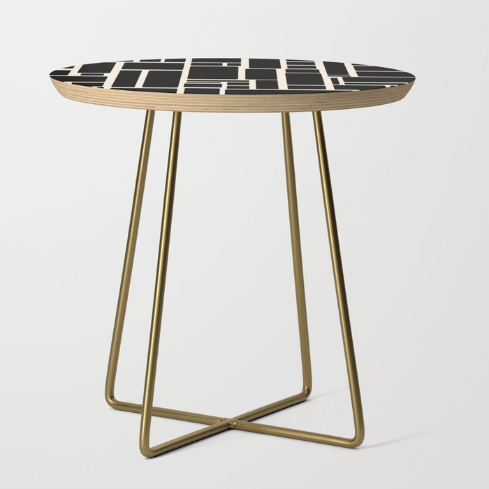 Modulus Minimalist Geometric Pattern in Black and Almond Cream Side Table Gallery Image 1