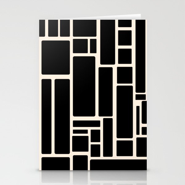 Modulus Minimalist Geometric Pattern in Black and Almond Cream Stationery Card Gallery Image 2