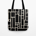 Modulus Minimalist Geometric Pattern in Black and Almond Cream Tote Bag Gallery Image 1