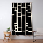 Modulus Minimalist Geometric Pattern in Black and Almond Cream Window Curtain Gallery Image 5