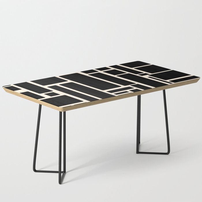 Modulus Minimalist Geometric Pattern in Black and Almond Cream Coffee Table Gallery Image 1