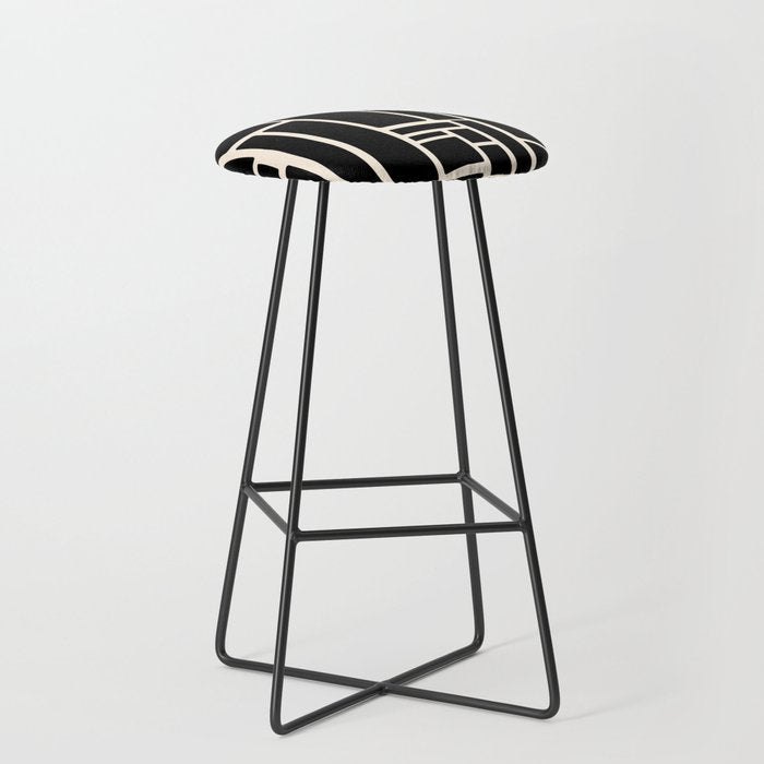 Modulus Minimalist Geometric Pattern in Black and Almond Cream Stool Gallery Image 1