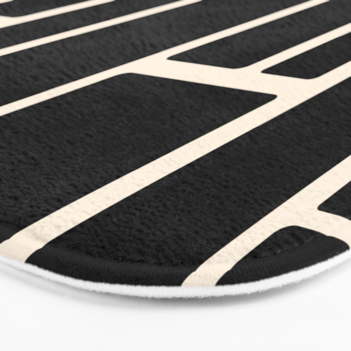 Modulus Minimalist Geometric Pattern in Black and Almond Cream Bath Mat Gallery Image 3