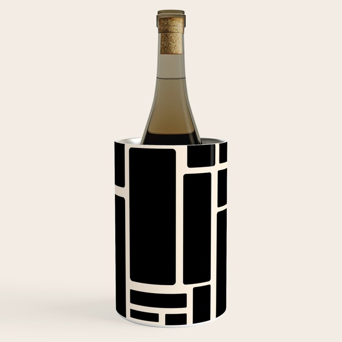 Modulus Minimalist Geometric Pattern in Black and Almond Cream Wine Chiller Gallery Image 1