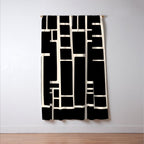 Modulus Minimalist Geometric Pattern in Black and Almond Cream Window Curtain Gallery Image 3