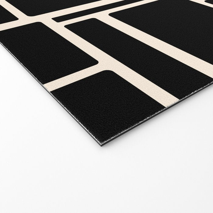 Modulus Minimalist Geometric Pattern in Black and Almond Cream Welcome Mat Gallery Image 2