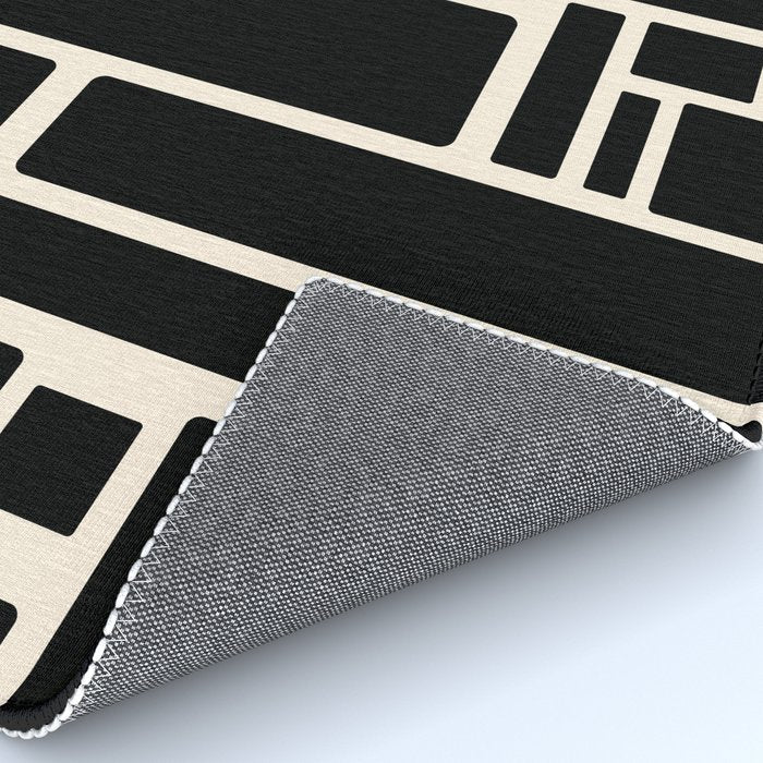 Modulus Minimalist Geometric Pattern in Black and Almond Cream Rug Gallery Image 4