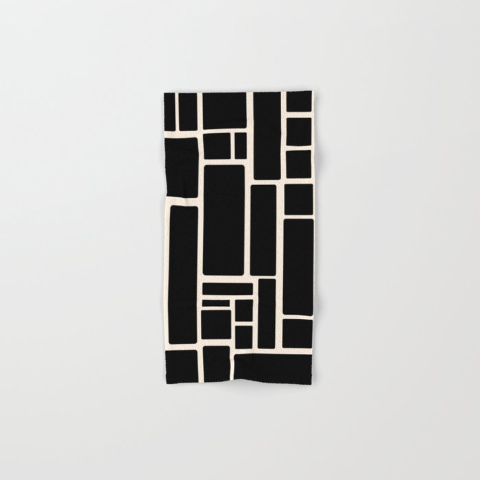 Modulus Minimalist Geometric Pattern in Black and Almond Cream Bath Towel Gallery Image 1