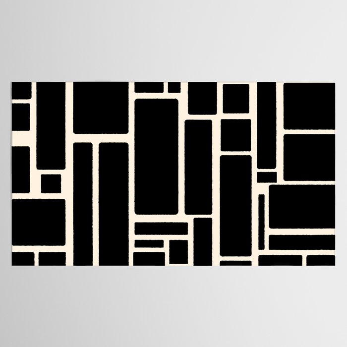 Modulus Minimalist Geometric Pattern in Black and Almond Cream Tablecloth Gallery Image 2