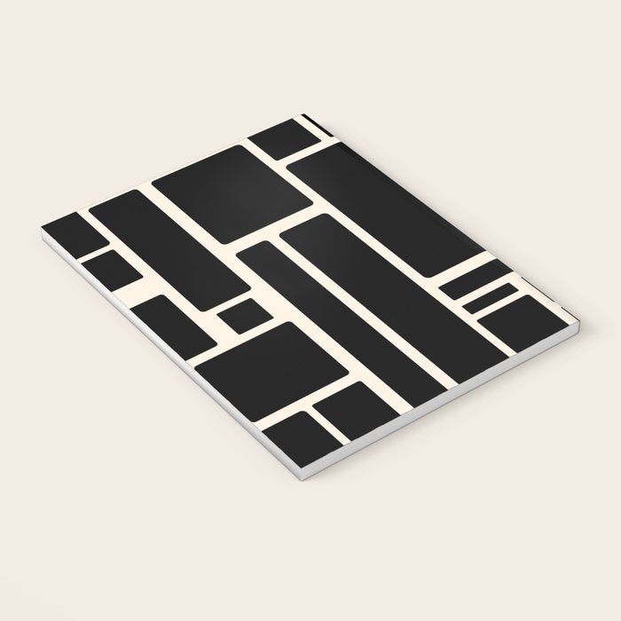 Modulus Minimalist Geometric Pattern in Black and Almond Cream Notebook Gallery Image 3